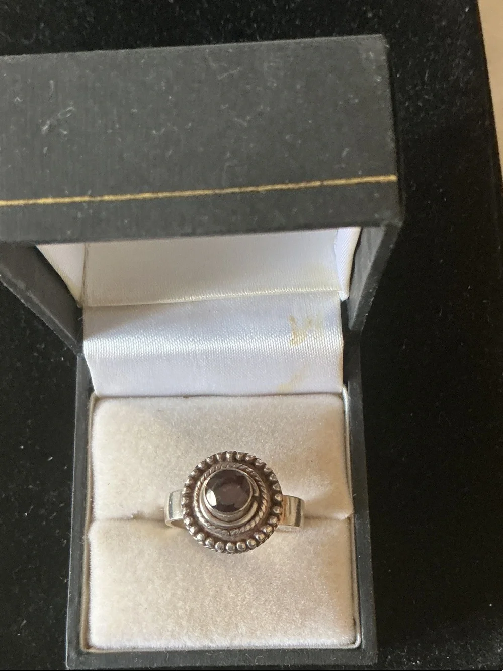 Silver Ring with Dark Purple Stone - Women's Jewelry